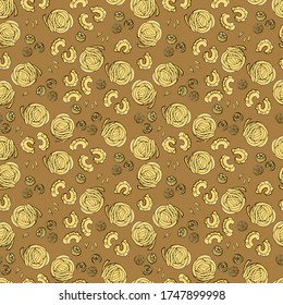 Seamless pattern with different types of dried pasta. Design for wallpaper, fabric, textile, packaging, cafe, restaurant.