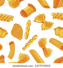 Seamless Pattern with different types of pasta. Seamless pattern with pasta. Food Pattern. Pasta Background. Food Background. Kitchen surface design. HAND DRAWN vector illustration