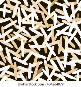 Seamless pattern different types of rice Basmati, jasmine, long brown. Vector illustration EPS 10.