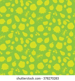 Seamless pattern with different vegetables, fruits and berries. Vector illustration
