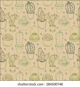 Seamless pattern with different vegetables in gray color.Background in vector.