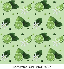 Seamless pattern with different views of bergamot. Vector illustration