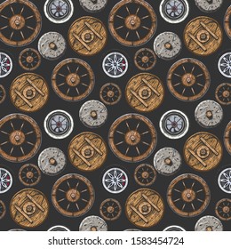 Seamless pattern with different wheels