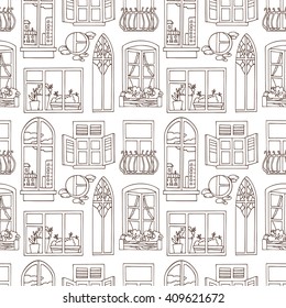 Seamless pattern  with different windows.