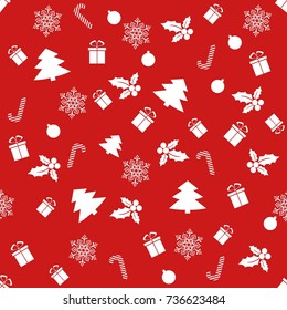 Seamless pattern with with different winter symbols. Christmas background.