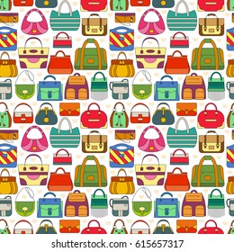 Seamless pattern with different women bags. Vector illustration 