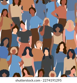 Seamless pattern different women. Vector stock illustration. Flat style. Seamless background. Multinational beauty women 