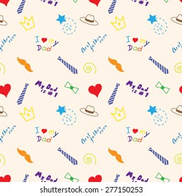 Seamless pattern with different words referring to fathers day