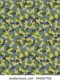 Seamless pattern of digital camouflage, vector