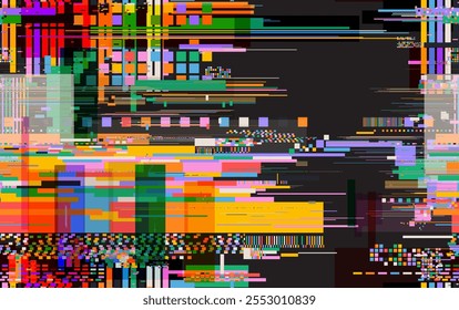 Seamless pattern digital decay vector elements. Seamless pattern Retro pixel texture, broken distorted video elements. Geometric glitch, colored abstract art tv noise effect. Vector illustration.