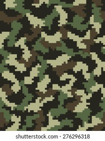 Seamless pattern of digital green camouflage, vector