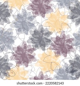 seamless pattern. digital and watercolor mixed media hand drawn boho artwork for textiles, fabrics, souvenirs. mixed media artwork, endless motif for textile decor and design