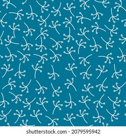 Seamless pattern with a dill plant on a blue background.