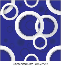 seamless pattern and dimensional circles on a blue background