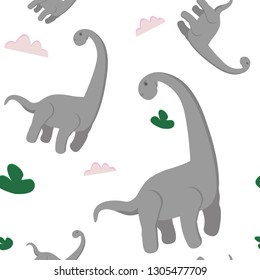 seamless pattern with dino. Creative vector background for fabric, textile