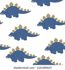 Seamless pattern with dinosaur. Baby background for textile, wrapping, fabric, wallpaper. Vector illustration