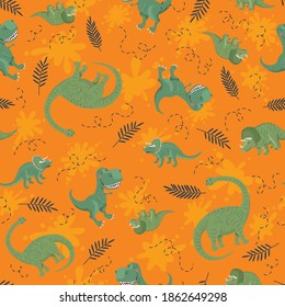 Seamless pattern dinosaur for kids textile or fabric. Vector illustration.