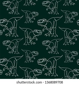 seamless pattern with dinosaur one line