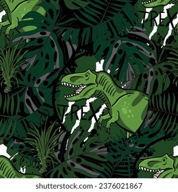 Seamless pattern with dinosaur  . Original design with t-rex, dinosaur. print for T-shirts, textiles, wrapping paper, web. 