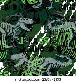 Seamless pattern with dinosaur . Original design with t-rex, dinosaur. print for T-shirts, textiles, wrapping paper, web.