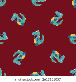 Seamless pattern dinosaur tyrannosaurus. Design for health room decoration.
