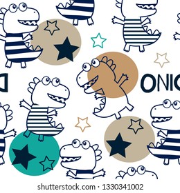 seamless pattern with dinosaur vector illustration