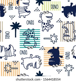 seamless pattern with dinosaur vector illustration