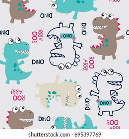 seamless pattern with dinosaur, vector textile fabric print, wrapping paper vector illustration