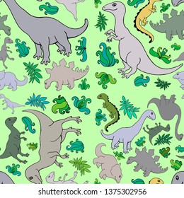 seamless pattern with dinosaurs