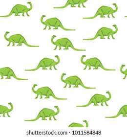 Seamless pattern of dinosaurs. Background with green dinosaurs vector