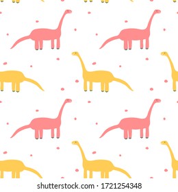 Seamless pattern with dinosaurs. Cartoon characters. Print for children books.