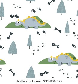 Seamless pattern with dinosaurs. Pattern for children's illustration. Vector illustration.