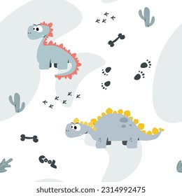Seamless pattern with dinosaurs. Pattern for children's illustration. Vector illustration.
