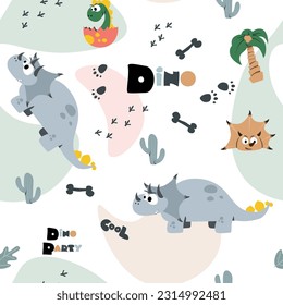 Seamless pattern with dinosaurs. Pattern for children's illustration. Vector illustration.