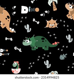 Seamless pattern with dinosaurs. Pattern for children's illustration. Vector illustration.