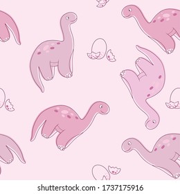 Seamless pattern with dinosaurs. Cute ancient animals for kids, vector illustration