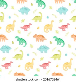 seamless pattern dinosaurs and footprints