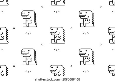 Seamless pattern with Dinosaurs. Icon design. Template elements
