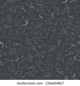 Seamless pattern dinosaurs shadow. Animal grey background with grey dino. Vector illustration.