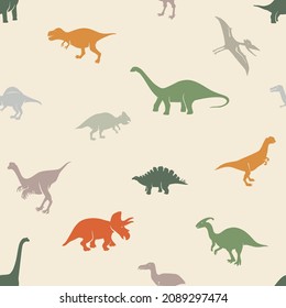 Seamless pattern with dinosaurs silhouettes.