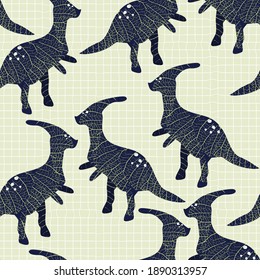 Seamless pattern with dinosaurs silhouettes. Vector hand drawn illustration.