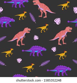 Seamless pattern with dinosaurs. Vector illustration, kids design.