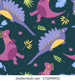 Seamless pattern with dinosaurs. Vector illustration