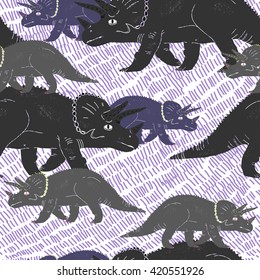 Seamless pattern with dinosaurs. Vector illustration. 