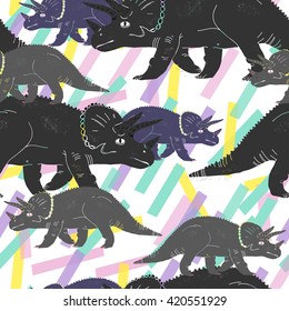 Seamless pattern with dinosaurs. Vector illustration. 