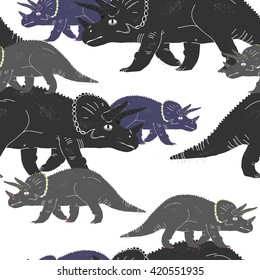 Seamless pattern with dinosaurs. Vector illustration. 