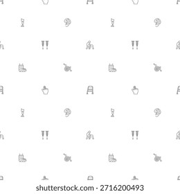 Seamless pattern Disability People Pictograms icon on white background. Included icons such as Disabled health care, medical tools, equipment stick figure, crutches, wheelchair