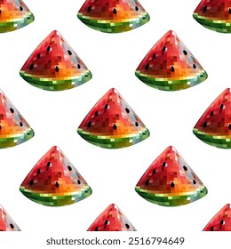 Seamless pattern disco mirror ball slice watermelon. Mosaic style