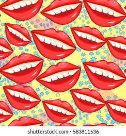 seamless pattern a Disco sexy female lips  vector illustration