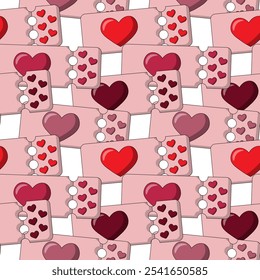 Patrón sin costuras con Cupones de descuento con corazones